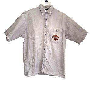 Vtg 80s Harley Davidson Shirt Button Down Genuine Oil Graphic Size M USA